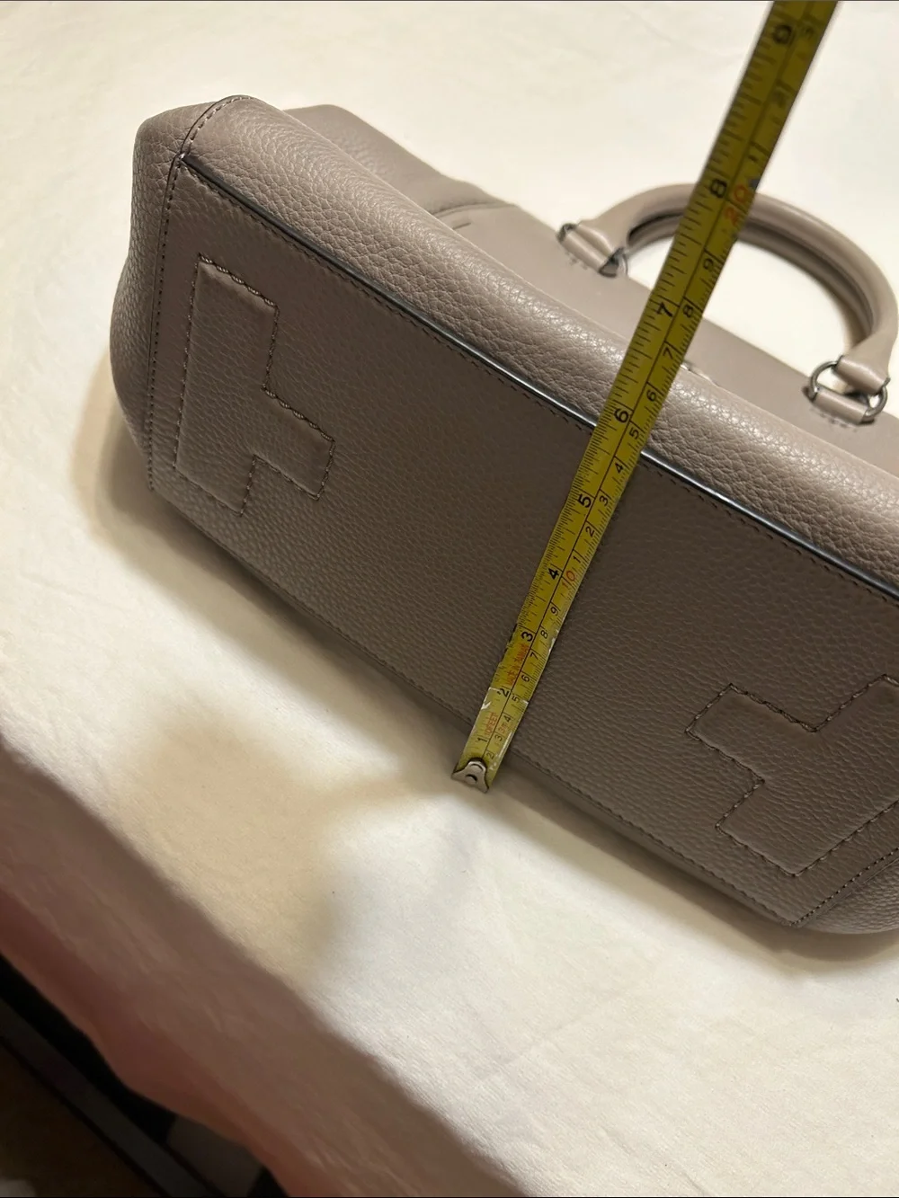 Tory Burch Pebbled Leather Satchel in Taupe Gray